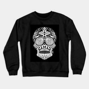 dark skull smile ecopop in floral totonac pattern ornament art Crewneck Sweatshirt